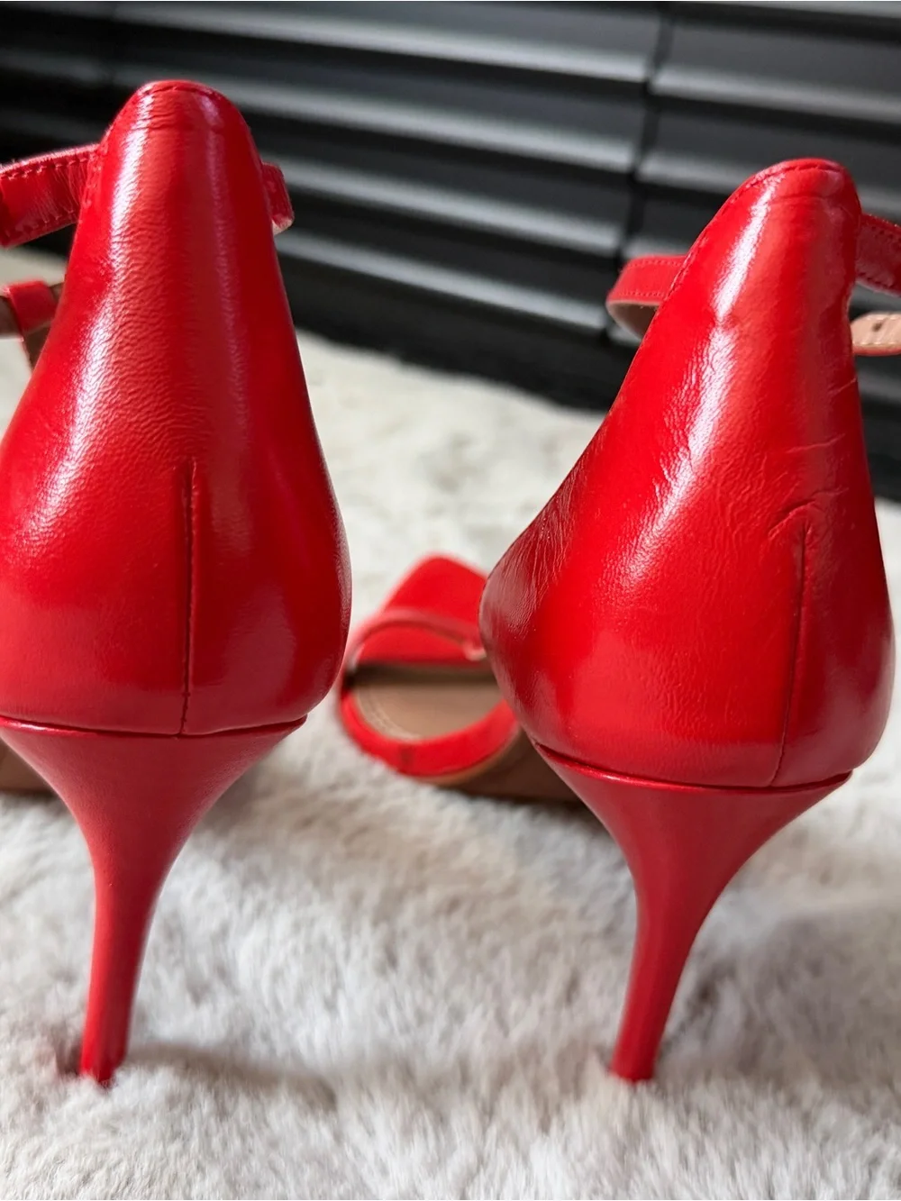 BCBGMaxAzria Red T-Strap Stiletto Sandals 7